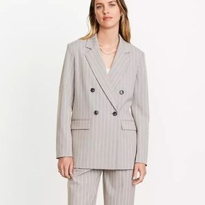 NWT LOFT Versa Striped Seasonless Stretch Double Breasted Blazer Size 10 New